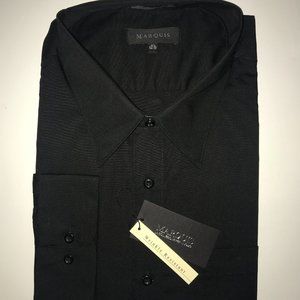 Marquis Men's Regular Fit Long Sleeve Wrinkle-Resistant Cotton Blend Solid Dress